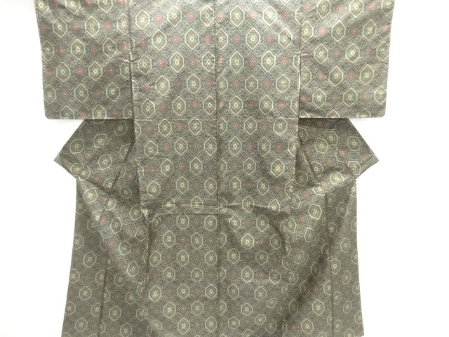 JAPANESE KIMONO / OSHIMA TSUMUGI / ENSEMBLE / WOVEN ABSTRACT